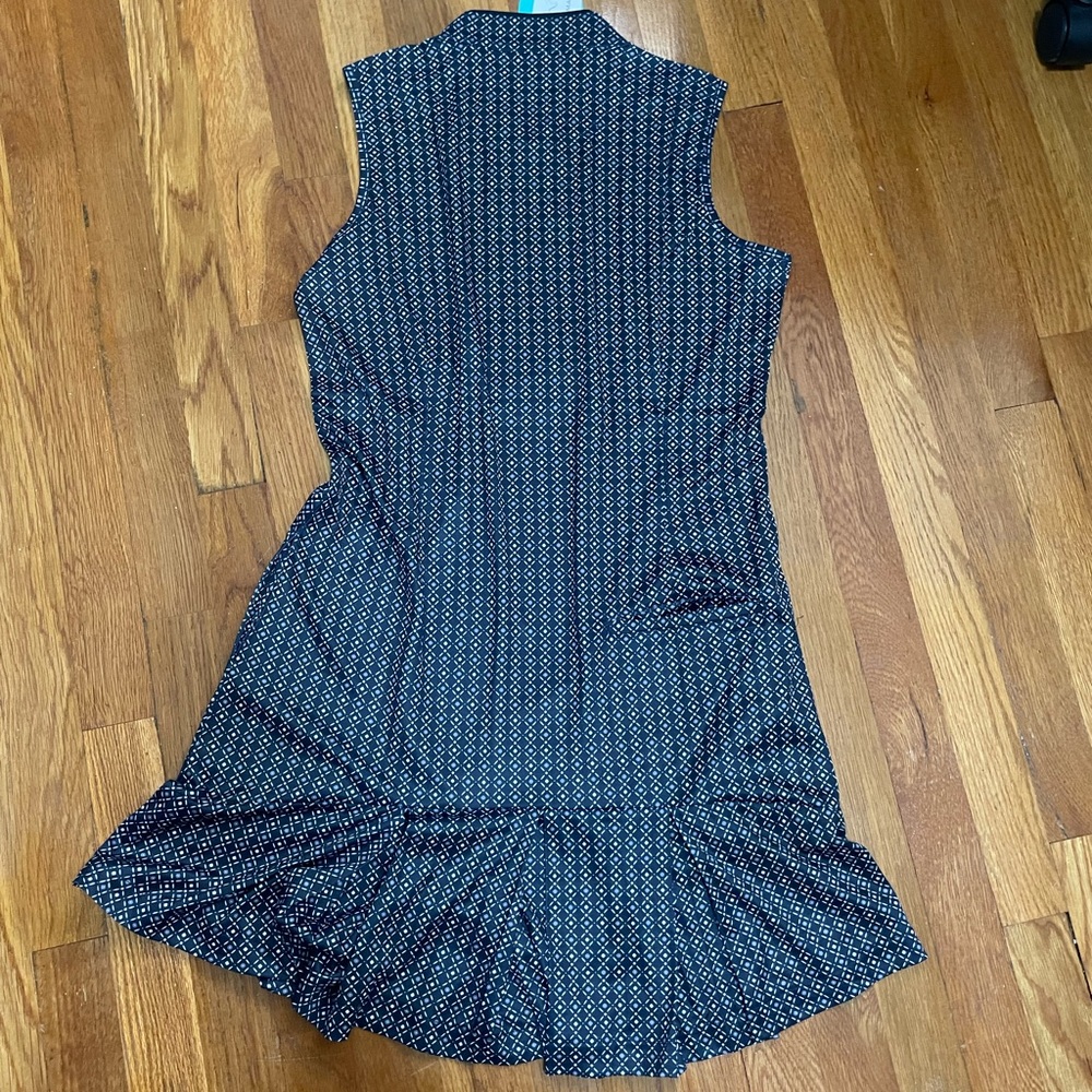 NWT Greg Norman Sleeveless Navy Floral Tile Performance Zip Dress - Picture 4 of 8